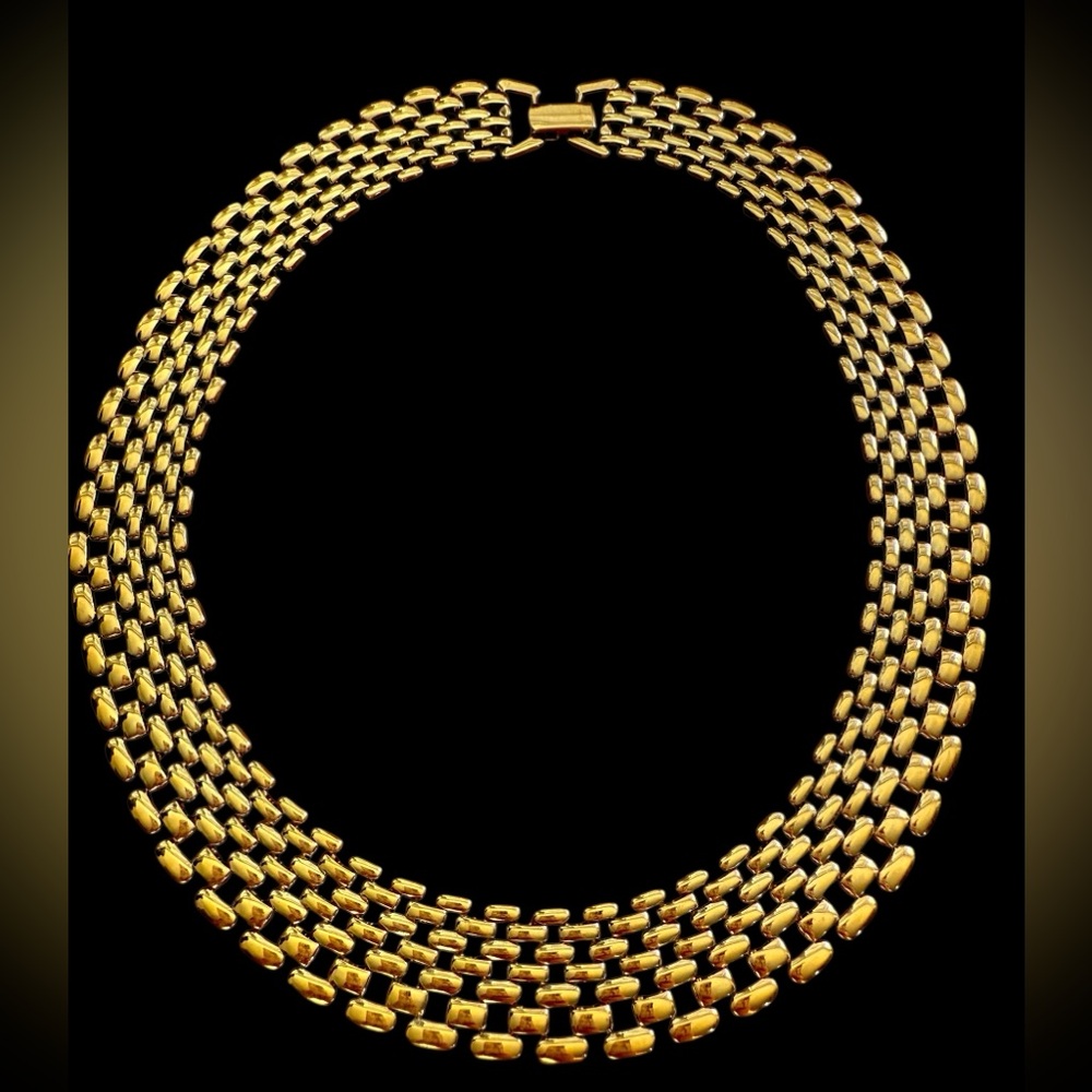 Elegant Napier MCM Vintage Gold Plated Panther Link Cleopatra Style Necklace - Picture 2 of 8